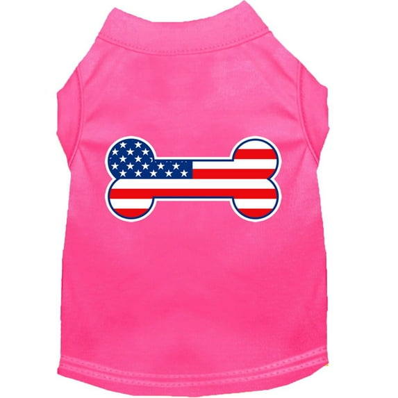 Pet Dog Cat Shirt Screen Printed, "Bone Shaped American Flag"