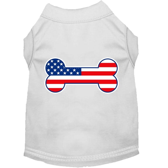 Pet Dog Cat Shirt Screen Printed, "Bone Shaped American Flag"