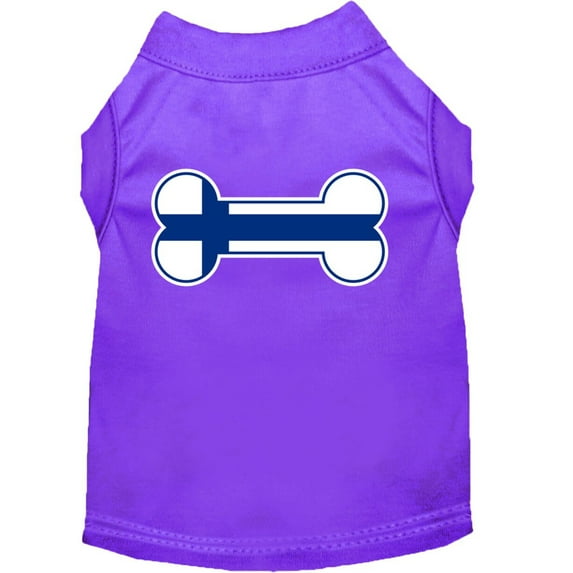 Pet Dog Cat Shirt Screen Printed, "Bone Shaped Finland Flag"