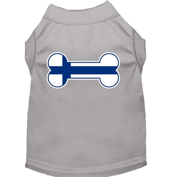 Pet Dog Cat Shirt Screen Printed, "Bone Shaped Finland Flag"