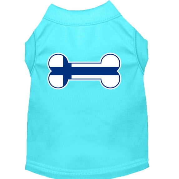 Pet Dog Cat Shirt Screen Printed, "Bone Shaped Finland Flag"