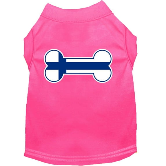 Pet Dog Cat Shirt Screen Printed, "Bone Shaped Finland Flag"