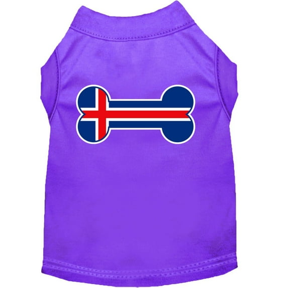 Pet Dog Cat Shirt Screen Printed, "Bone Shaped Iceland Flag"