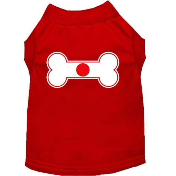 Pet Dog Cat Shirt Screen Printed, "Bone Shaped Japan Flag"