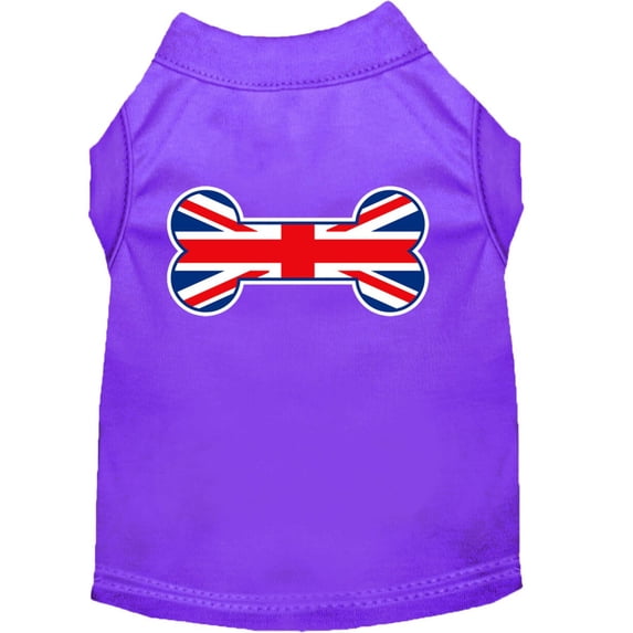Pet Dog Cat Shirt Screen Printed, "Bone Shaped United Kingdom Flag"
