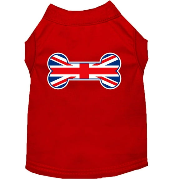 Pet Dog Cat Shirt Screen Printed, "Bone Shaped United Kingdom Flag"