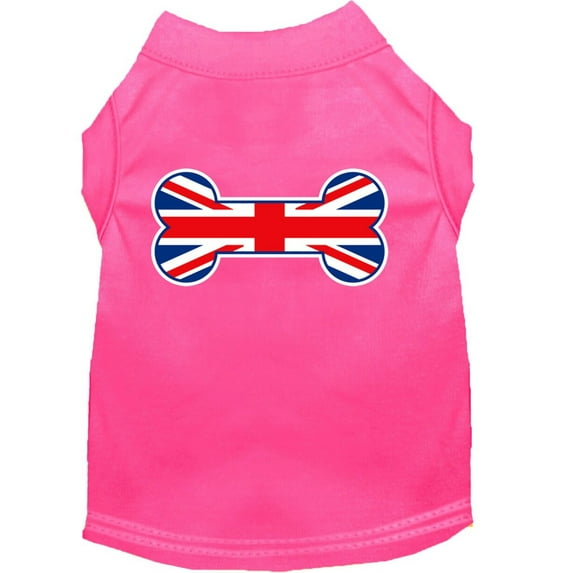 Pet Dog Cat Shirt Screen Printed, "Bone Shaped United Kingdom Flag"
