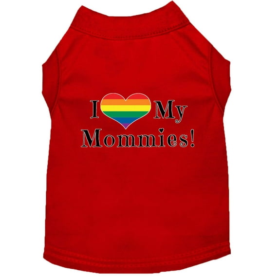 Pet Dog Cat Shirt Screen Printed, "I Heart My Mommies"