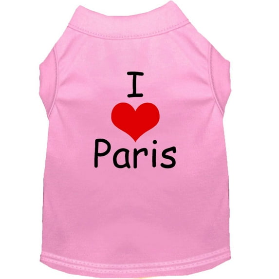 Pet Dog Cat Shirt Screen Printed, "I Love Paris"