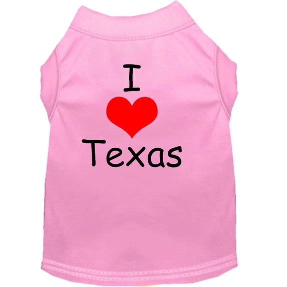 Pet Dog Cat Shirt Screen Printed, "I Love Texas"