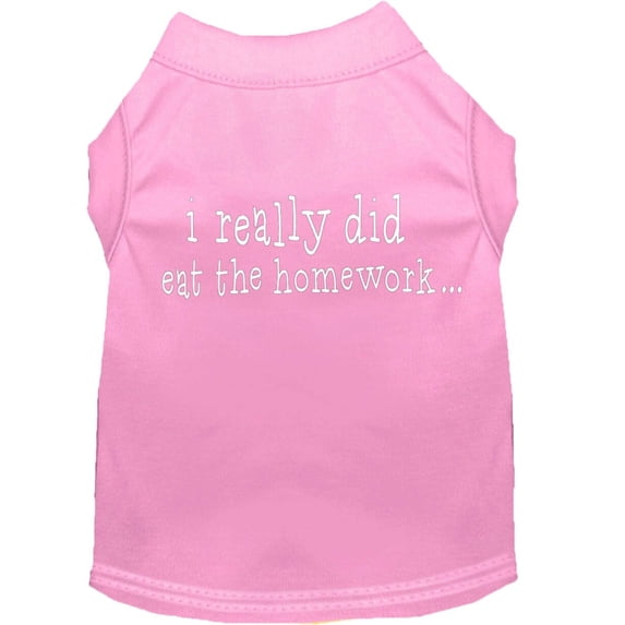 Pet Dog Cat Shirt Screen Printed, "I Really Did Eat The Homework"