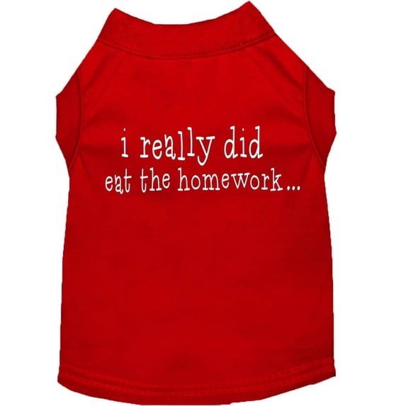 Pet Dog Cat Shirt Screen Printed, "I Really Did Eat The Homework"