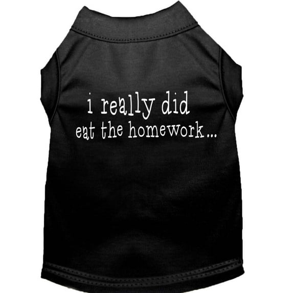 Pet Dog Cat Shirt Screen Printed, "I Really Did Eat The Homework"