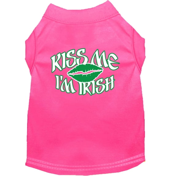 Kiss Me I'm Irish Screen Print Shirt Bright Pink XS (8)