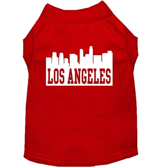 Los Angeles Skyline Screen Print Shirt Red XL (16)