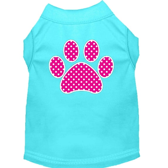 Pink Swiss Dot Paw Screen Print Shirt Aqua XL (16)