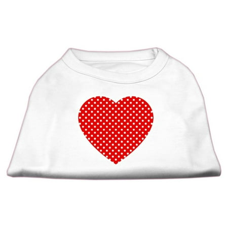 Pet Dog Cat Shirt Screen Printed, "Swiss Dots Red Heart"