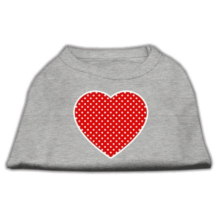 Pet Dog Cat Shirt Screen Printed, "Swiss Dots Red Heart"