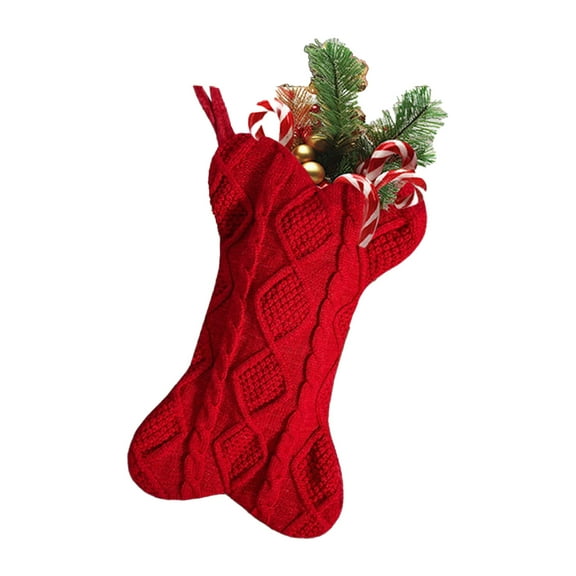 Pet Dog Christmas Stocking, Bone Shape Knit Christmas Stockings for Dog, Pet Stockings Hanging Christmas Decorations