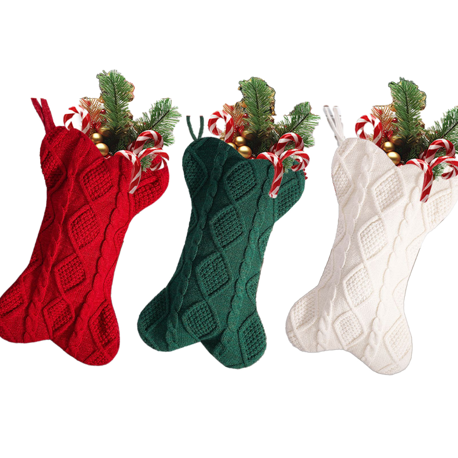 Pet Dog Christmas Stocking, Bone Shape Knit Christmas Stockings for Dog, Pet Stockings Hanging Christmas Decorations