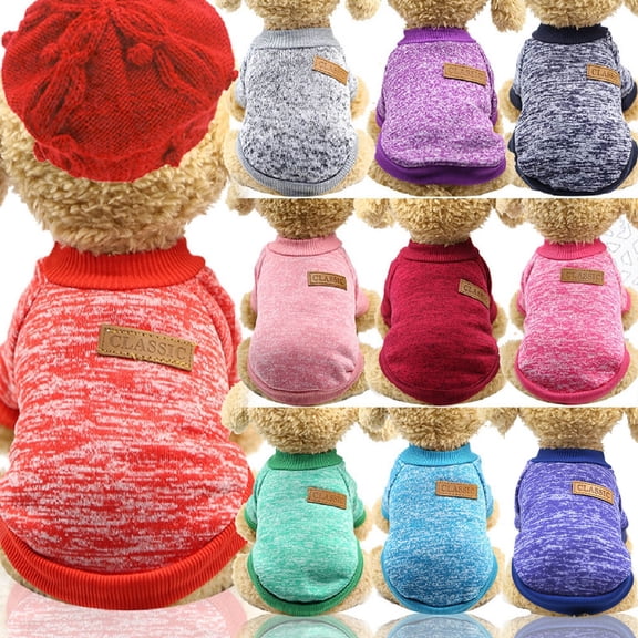 Pet Dog Classic Sweater Sweatshirt, Soft Fleece Coat For Small,Medium Dog,Warm Pet Dog Cat Clothes,Soft Puppy Customes 2 Color(Xs, Wine)