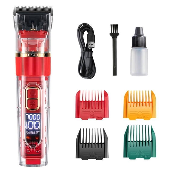 Pet Dog Clippers for Grooming, 4-Speed & LCD, Low Noise Electric Trimmer, Rechargeable Dog Hair Clippers, Super Quiet for Dogs & Pets with Thick or Heavy Coats