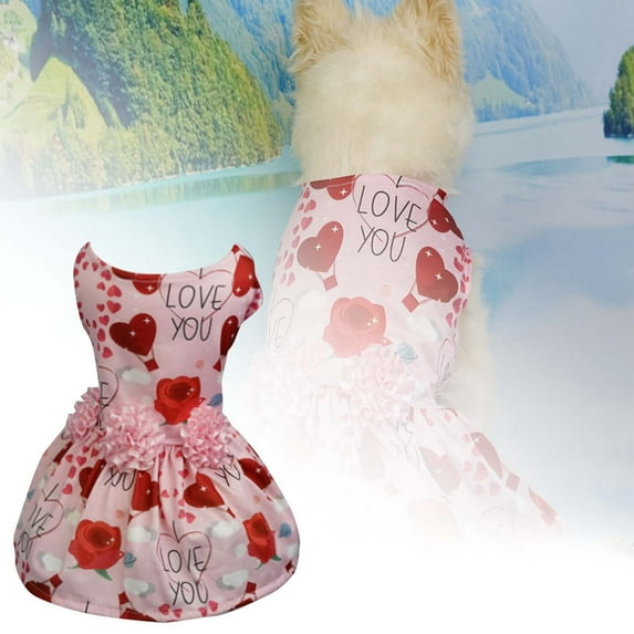 Pet Dog Clothes Valentine's Day Cute Dress Pet Supplies Dog Dress Valentine's Day Pet Clothes Small and Medium Dogs Pet Clothes Three of Pet Clothes (A)