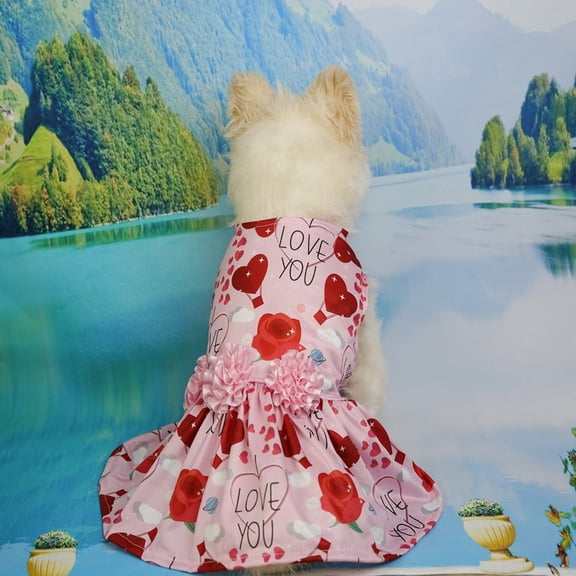 Pet Dog Clothes Valentine's Day Summer Cute Dress Pet Supplies Dog Dress Valentine's Day Pet Clothes Small and Medium Dogs Pet Clothes Three Of Pet Clothes