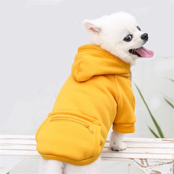 Pet Dog Cold Weather Coat with Pocket Winter Dog Hoodie Puppy Clothes for Small Dogs Chihuahua Clothing (Orange,S)