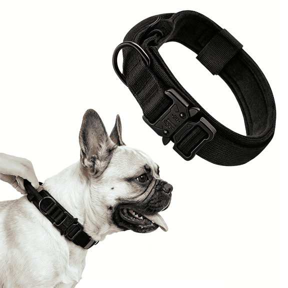 Pet Dog Collar Adjustable Training Nylon Dog Collar with Control Handle and Heavy Quick-Release Metal Buckle for Medium Large XLarge