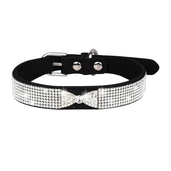 Pet Dog Collar Faux Crystal Bow-knot Design Dress-up Adjustable Inlaid Rhinestone Pet Dog Necklace Loop for Festival