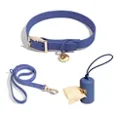 thumbnail image 1 of Pet Dog Collar Leash Poop Bag Holder Set Adjustable Pet Collar for Small Medium Dogs Solid Color Luxury PVC Collar Pet Supplies (Blue,L 40-50cm), 1 of 7