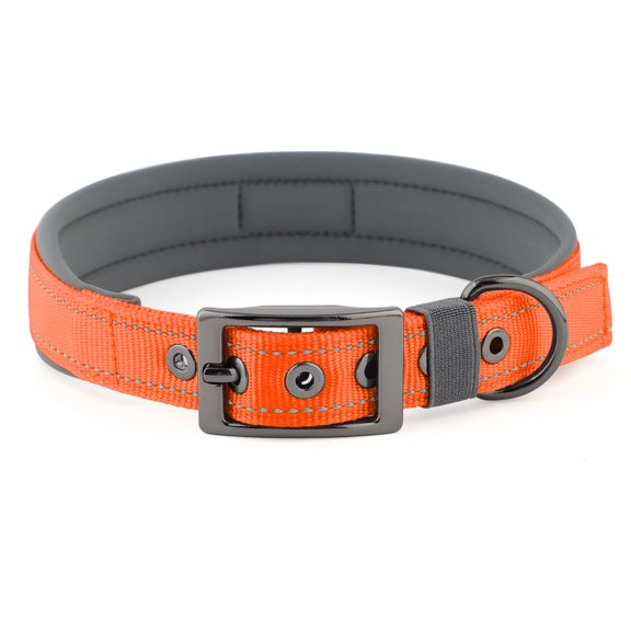 Pet Dog Collar, Reflective, Adjustable Heavy Duty Dog Collar, Soft Padded and Comfortable, for Small Medium and Large Dogs (Orange, M)