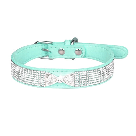 Pet Dog Collar with Faux Crystal Bow Dress-Up Adjustable Necklace with Inlaid Rhinestone - Adds Elegance and Style to Your Pet's Look