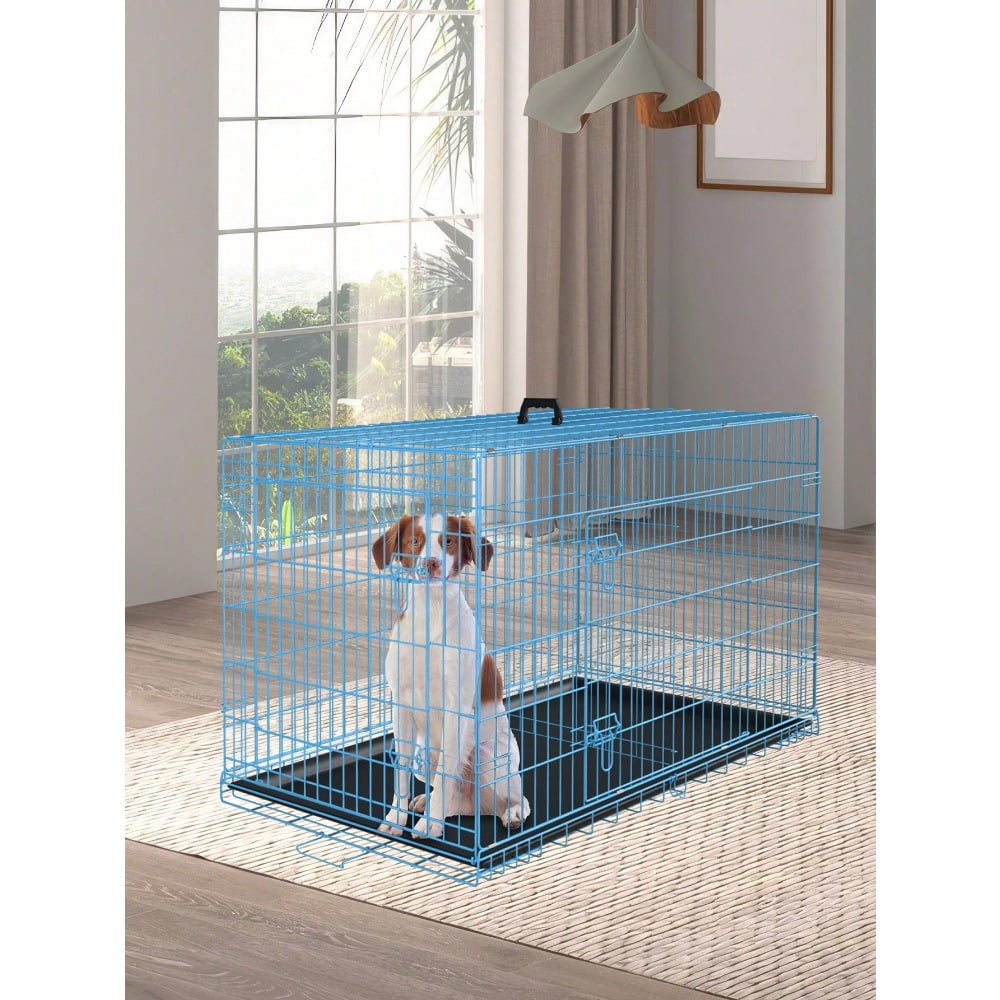View of Pet Dog Crate, 36 Inches Metal Wire Large Dog Cage Double Door Folding ...