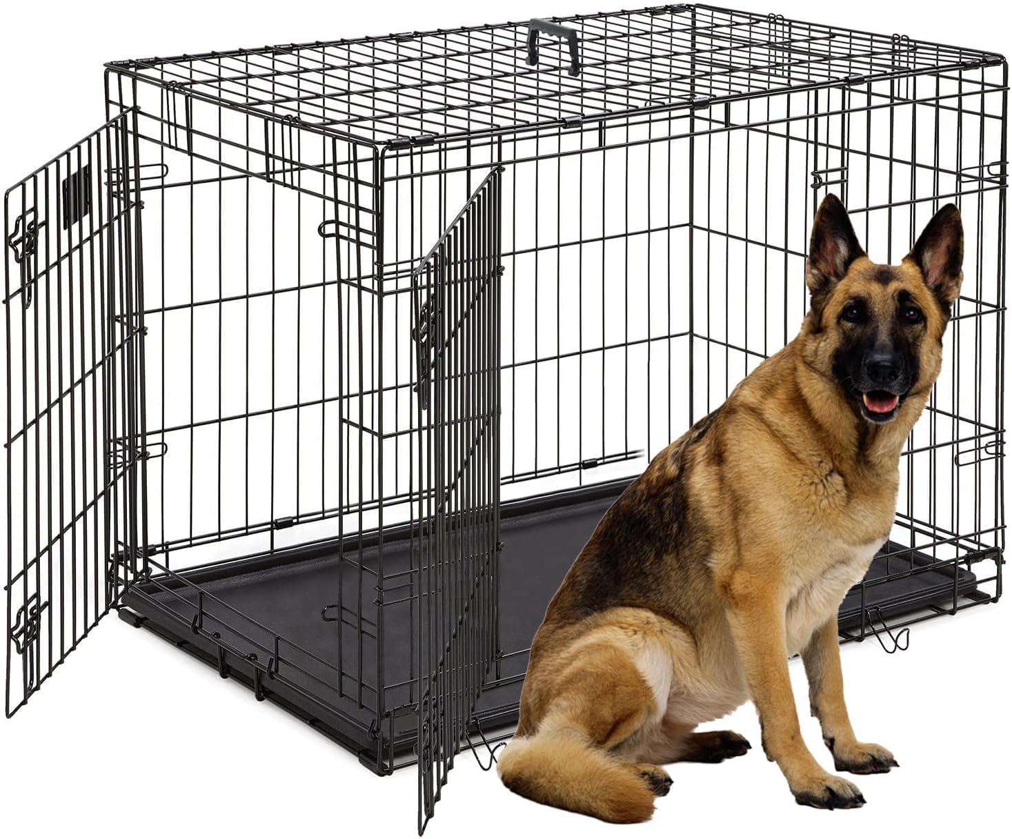 BestPet Double Door Metal Dog Crate with Divider and Tray x Large 48 L Walmart
