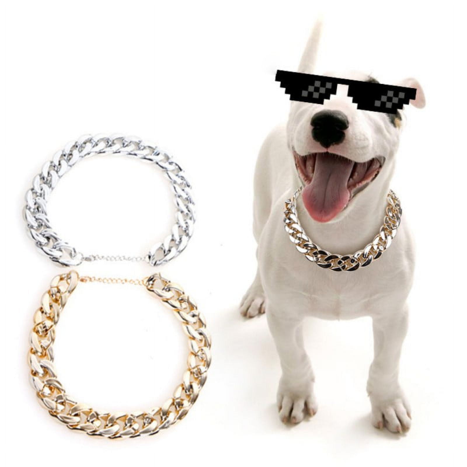 Pet Dog Curb Cuban Chain Collar Necklace For Pitbull Doberman