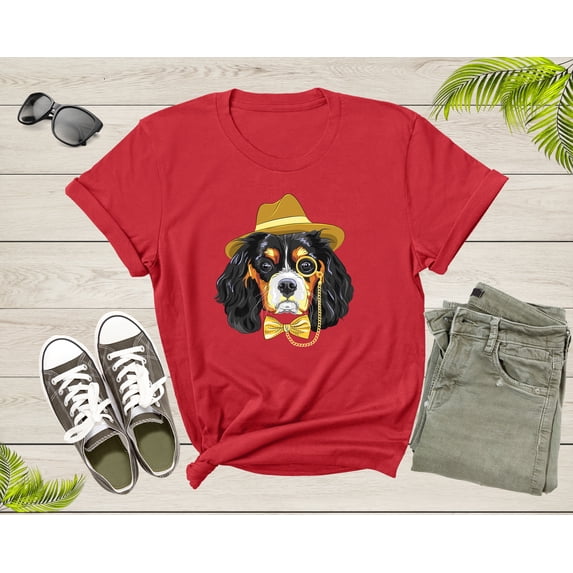 Pet Dog Doggie Puppy Animal Wearing Yellow Ribbon and Hat T-Shirt Dog Puppy Lover Owner Gift T Shirt for Men Women Kids Boys Girls Tshirt