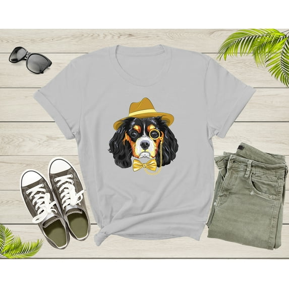 Pet Dog Doggie Puppy Animal Wearing Yellow Ribbon and Hat T-Shirt Dog Puppy Lover Owner Gift T Shirt for Men Women Kids Boys Girls Tshirt