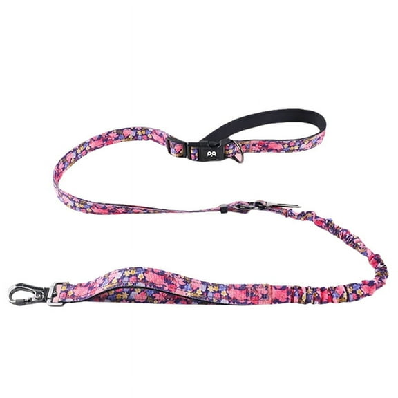 Pet Dog Explosion-Proof Leash Pet Leash Waist Crossbody Free Hands Dog Leash Red Floral