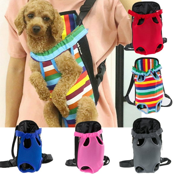 Pet Dog Front Chest Five Holes Backpack Puppy Tote Bag Sling Holder Mesh Carrier(Colorful/S)