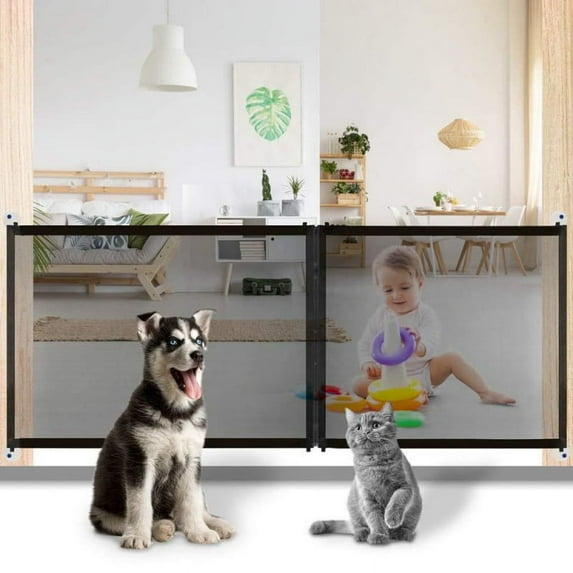 Pet Dog Gate Mesh Fence for Portable Folding Mesh Safety Gate - 82.67*27.55 inch