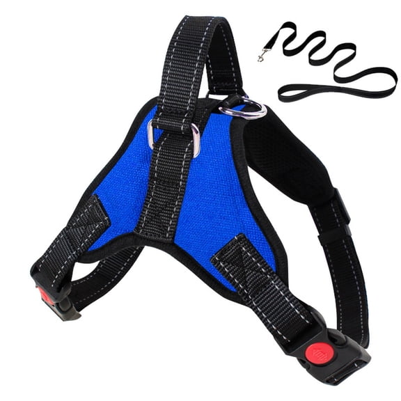 Pet Dog Harness, Adjustable Comfort Fit with Reflective Strap, No Pull Easy Control for Medium Dogs, Blue