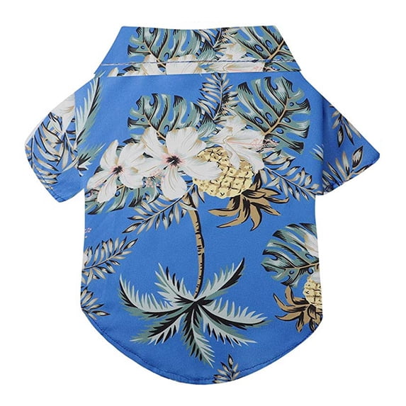 Pet Dog Hawaii Beach Flower Shirt Thin Short Sleeves Lapel T-Shirt Coconut Tree Floral Printed Shirts Summer Shirt Clothes for Dog Cat Puppy, XL Size