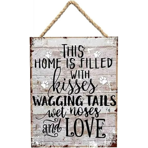 Pet Dog Home Love Rustic Farmhouse Wood Wall Art Decor Plaque Gift for Dog Mom Dad Lover Wooden Custom Wall Art Decor Wooden Signs 8x12 INCH