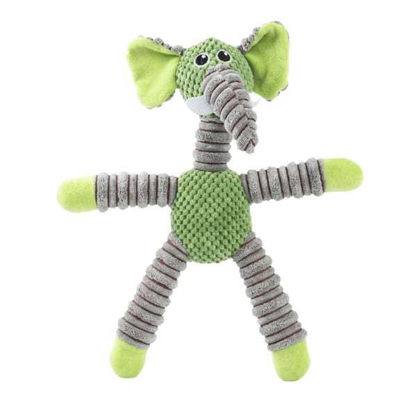 Pet Dog Interactive Plush Toy - Green Elephant Design with Crinkle Sound, Soft Chewable Fabric for Puppies, Indoor Outdoor Playtime - for Small Medium Dogs, Teething, Bonding Exercise