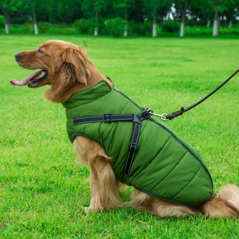 Pet Dog Jacket With Harness Winter Warm Dog Clothes For Labrador
