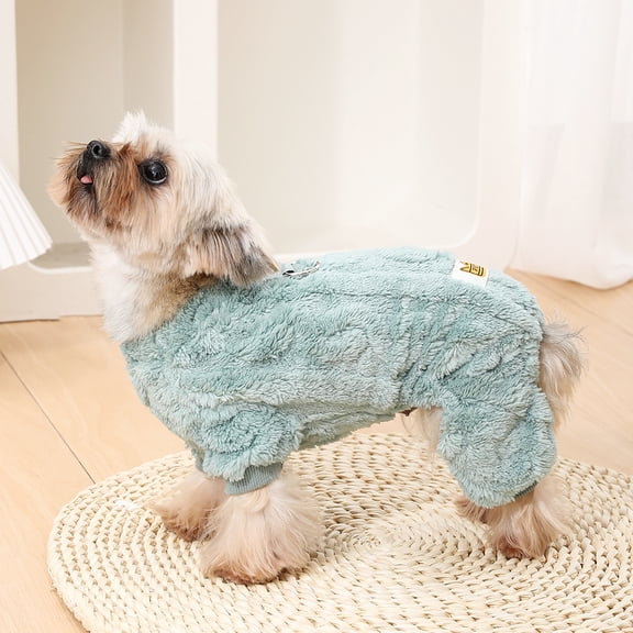 Pet Dog Jumpsuit For Small Medium Dogs Cats Winter Warm Fleece Dog Clothes Yorkshire Jacket Outfits French Bulldog Pug Clothing,S,Green