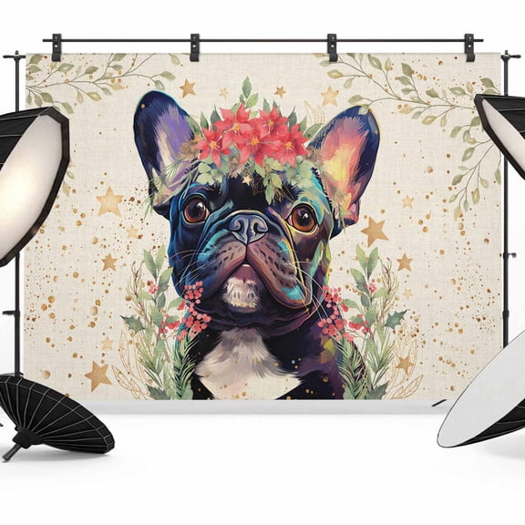 Pet Dog Leaves,Backdrop for Photoshoot,Photography Photo Studio Background Wall Backdrop,Farmhouse Flower Stars Watercolor Back Drop Banner Panel for Portraits Wedding Party Live Streaming 10x8Ft