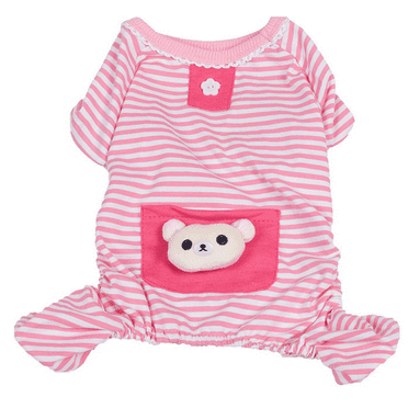 Pet Dog Pajamas Soft Cotton Shirt Jumpsuit Cute Overall Doggy Cat Strip Clothes Comfortable Apparel for Play Sleep